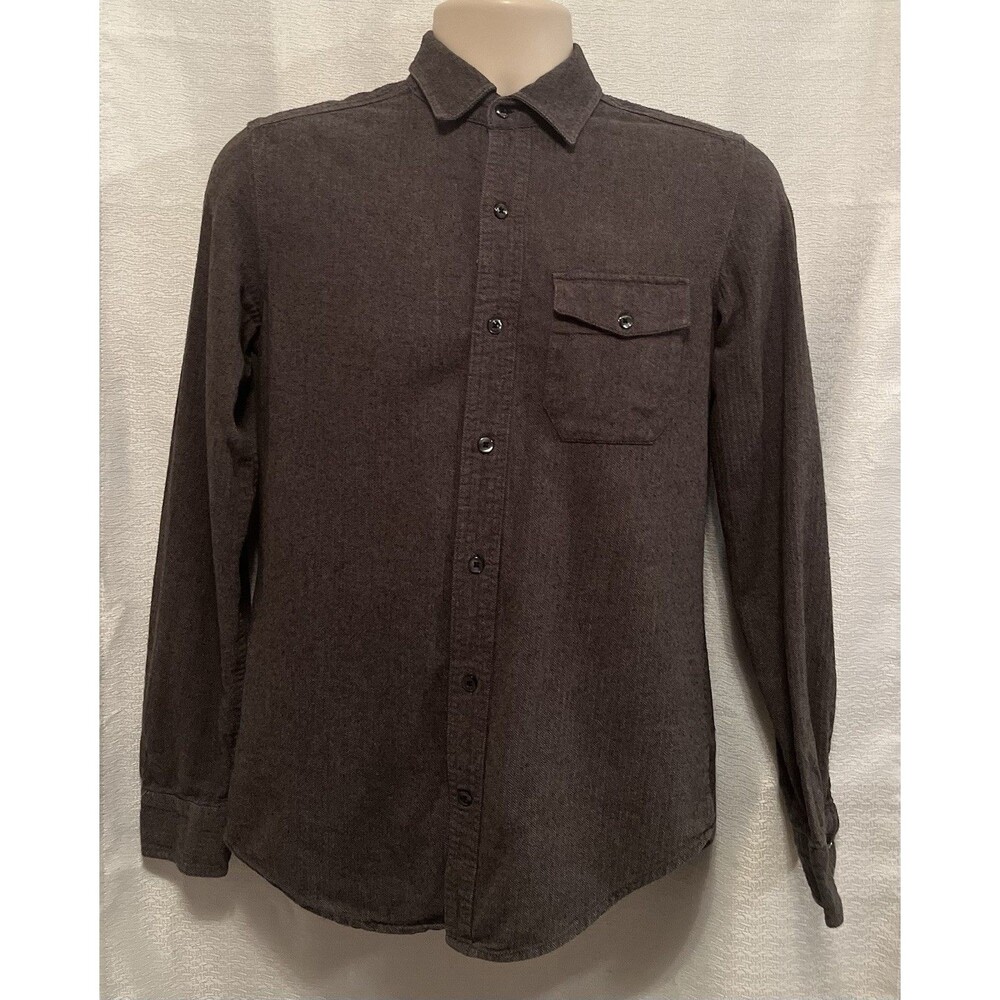 Gap Herringbone Cotton Classic Fit Button Up Woven Shirt Mens XS Charcoal Gray